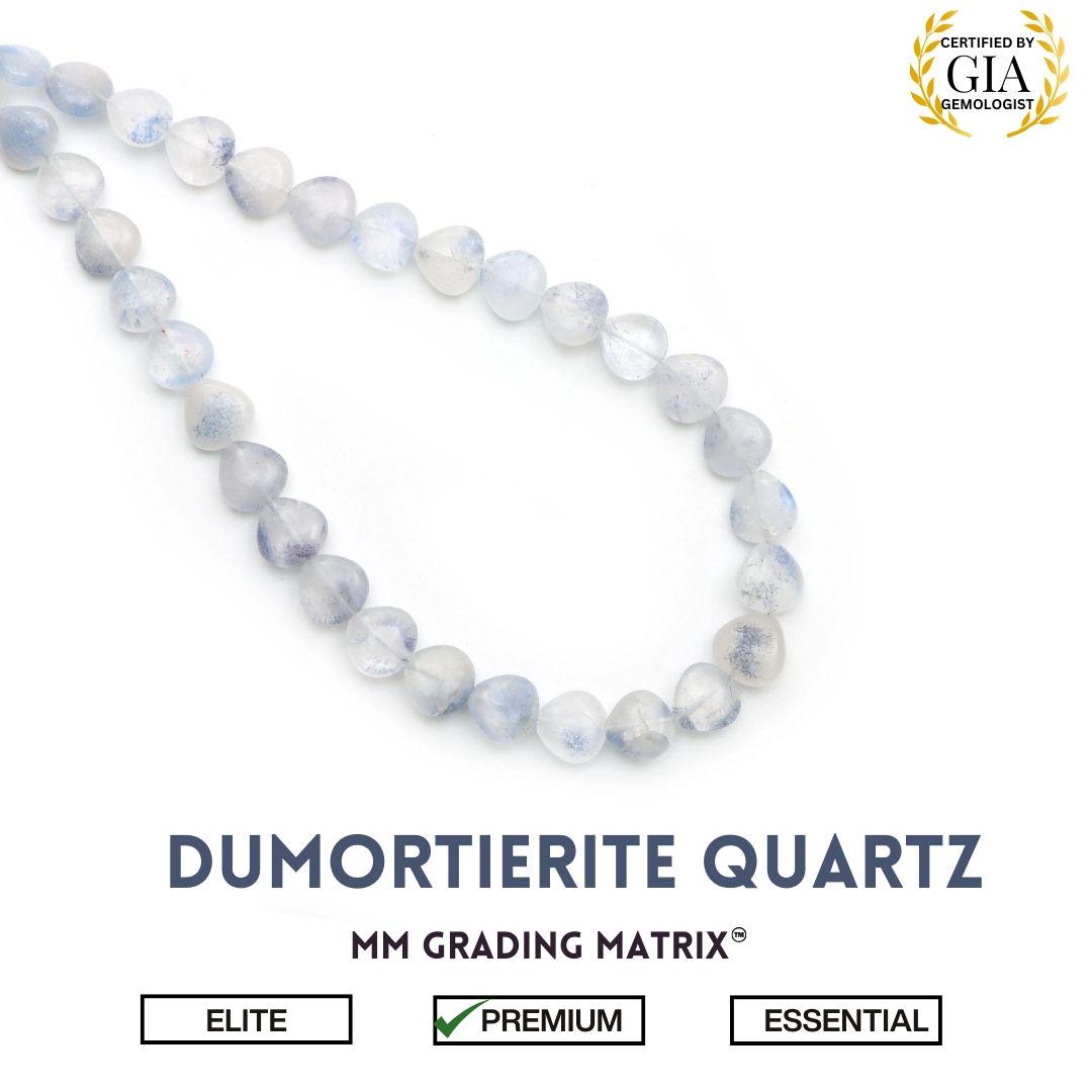 Natural Dumortierite Quartz Smooth Heart Beads, 7.5x8-9.5x9.5 Mm Quartz Jewelry Making Beads, Dumortierite Quartz Gemstone Beads For Jewelry