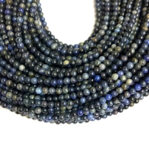 Tiny Dumortierite Beads 2mm 3mm Smooth, Natural Small Dark Blue Gemstone Beads, Blackish Blue Beads, Delicate Nay Blue Beads for Jewelry