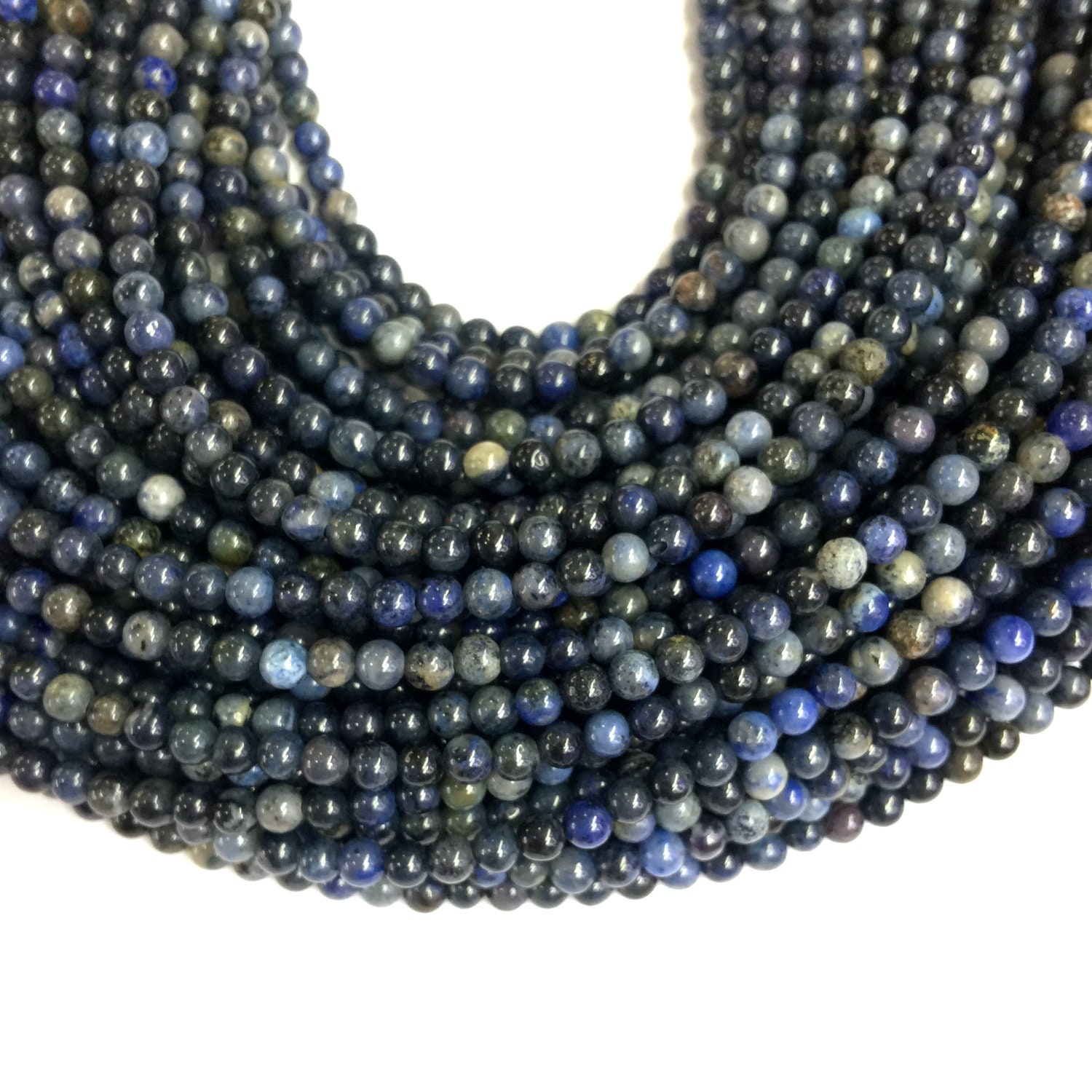 Tiny Dumortierite Beads 2mm 3mm Smooth, Natural Small Dark Blue Gemstone Beads, Blackish Blue Beads, Delicate Nay Blue Beads For Jewelry