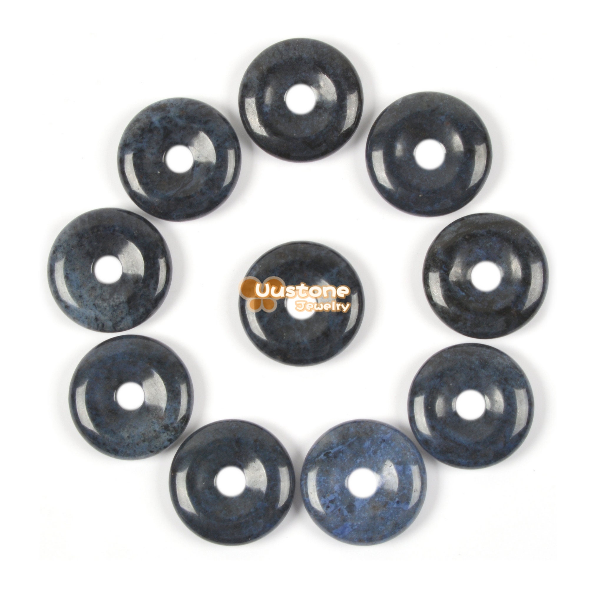 20mm Blue Dumortierite Donut Focal Pendant Bead Jewelry Making