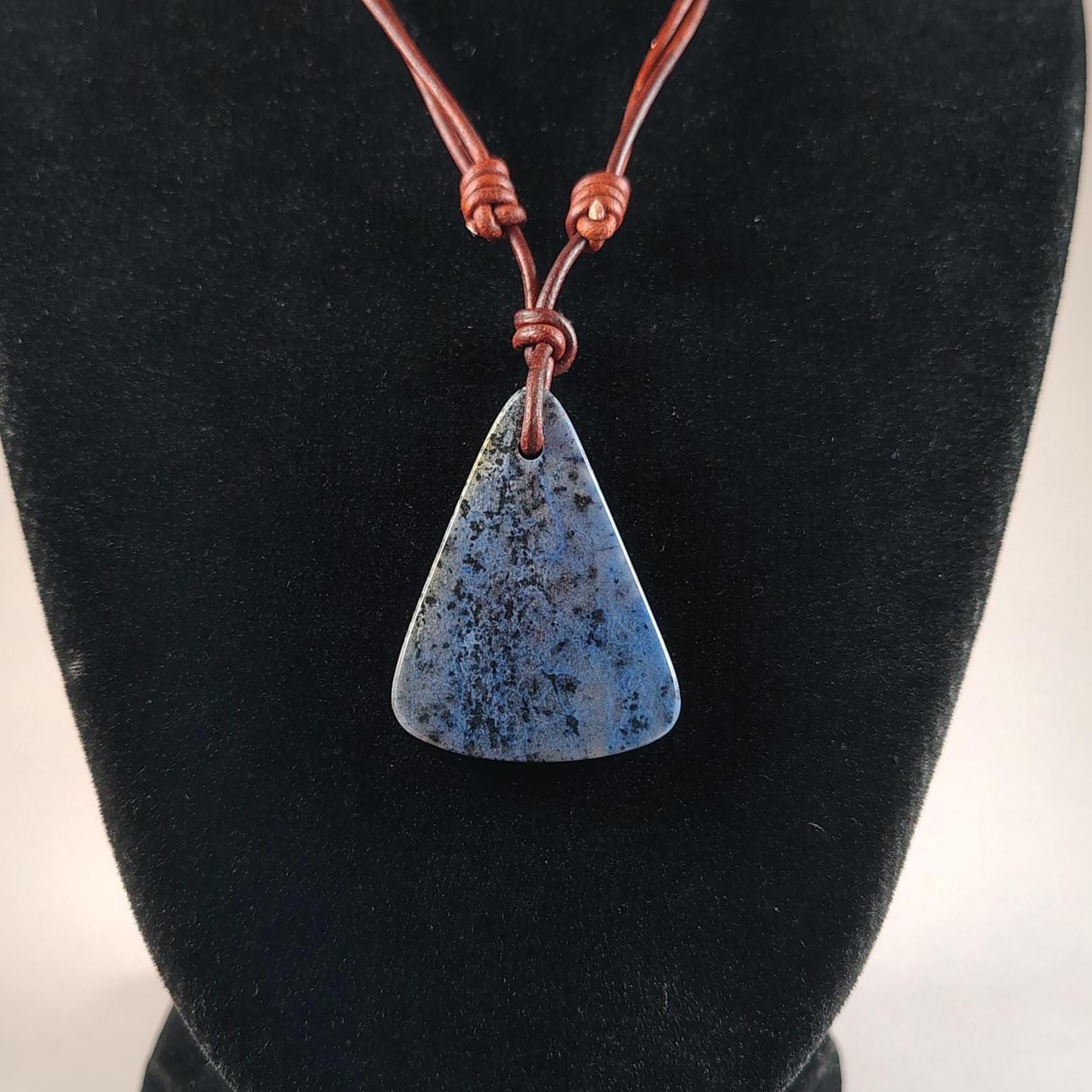 Dumortierite Pendant Adjustable Leather Necklace Handmade By Chris Hay