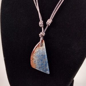 Dumortierite Pendant Adjustable Leather Necklace Handmade By Chris Hay
