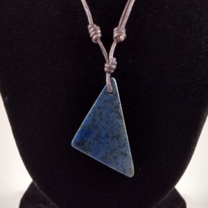 Dumortierite Pendant Adjustable Leather Necklace Handmade By Chris Hay