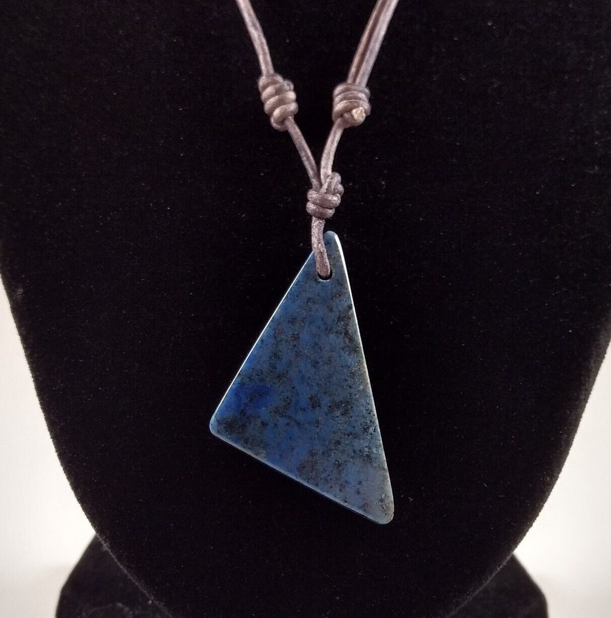 Dumortierite Pendant Adjustable Leather Necklace Handmade By Chris Hay