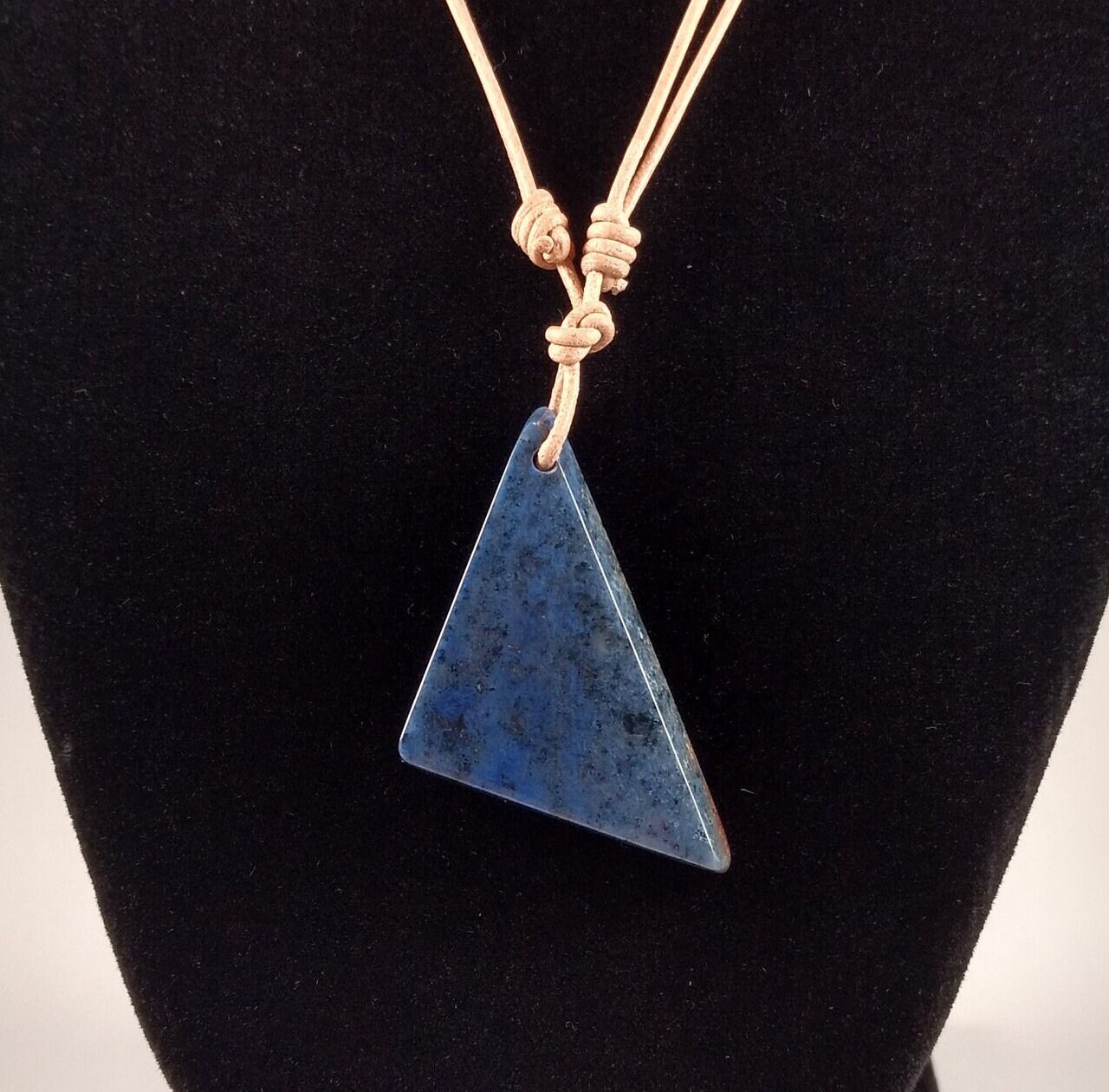 Dumortierite Pendant Adjustable Leather Necklace Handmade By Chris Hay