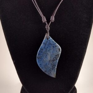 Dumortierite Pendant Adjustable Leather Necklace Handmade By Chris Hay