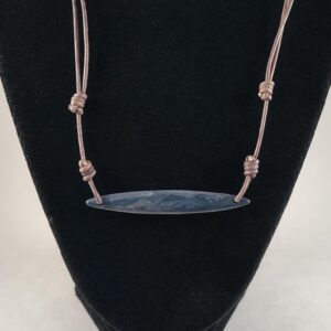 Dumortierite Pendant Bar Adjustable Leather Necklace Handmade By Chris Hay