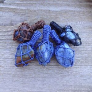 Blue Dumortierite Macrame Necklace, Stone Pendant Necklace, Gemstone Pendants, Energy Gemstone Pendants