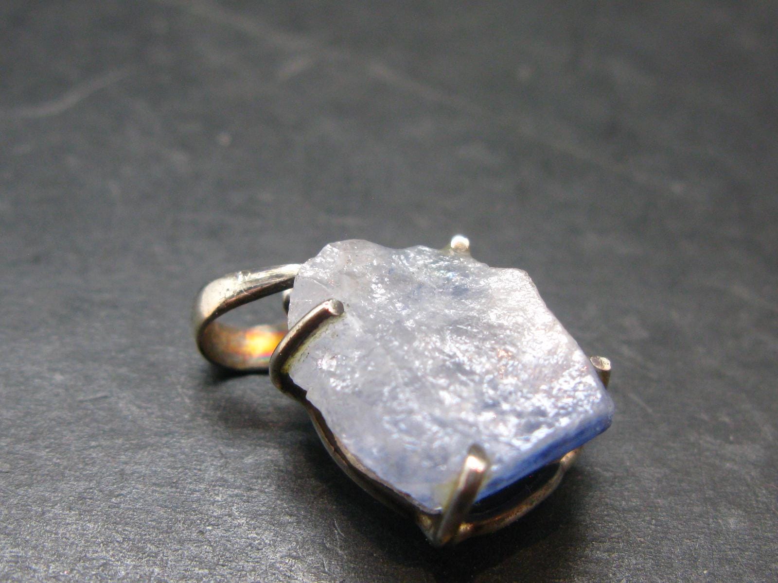 Dumortierite In Terminated Quartz Crystal Silver Pendant From Brazil - 1.0" - 4.81 Grams