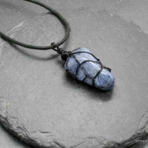 Dumortierite pendant necklace, protection stone amulet, spiritual jewelry