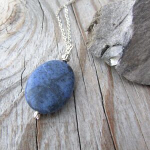 Dumortierite Pendant, simple stone necklace, dumortierite and silver