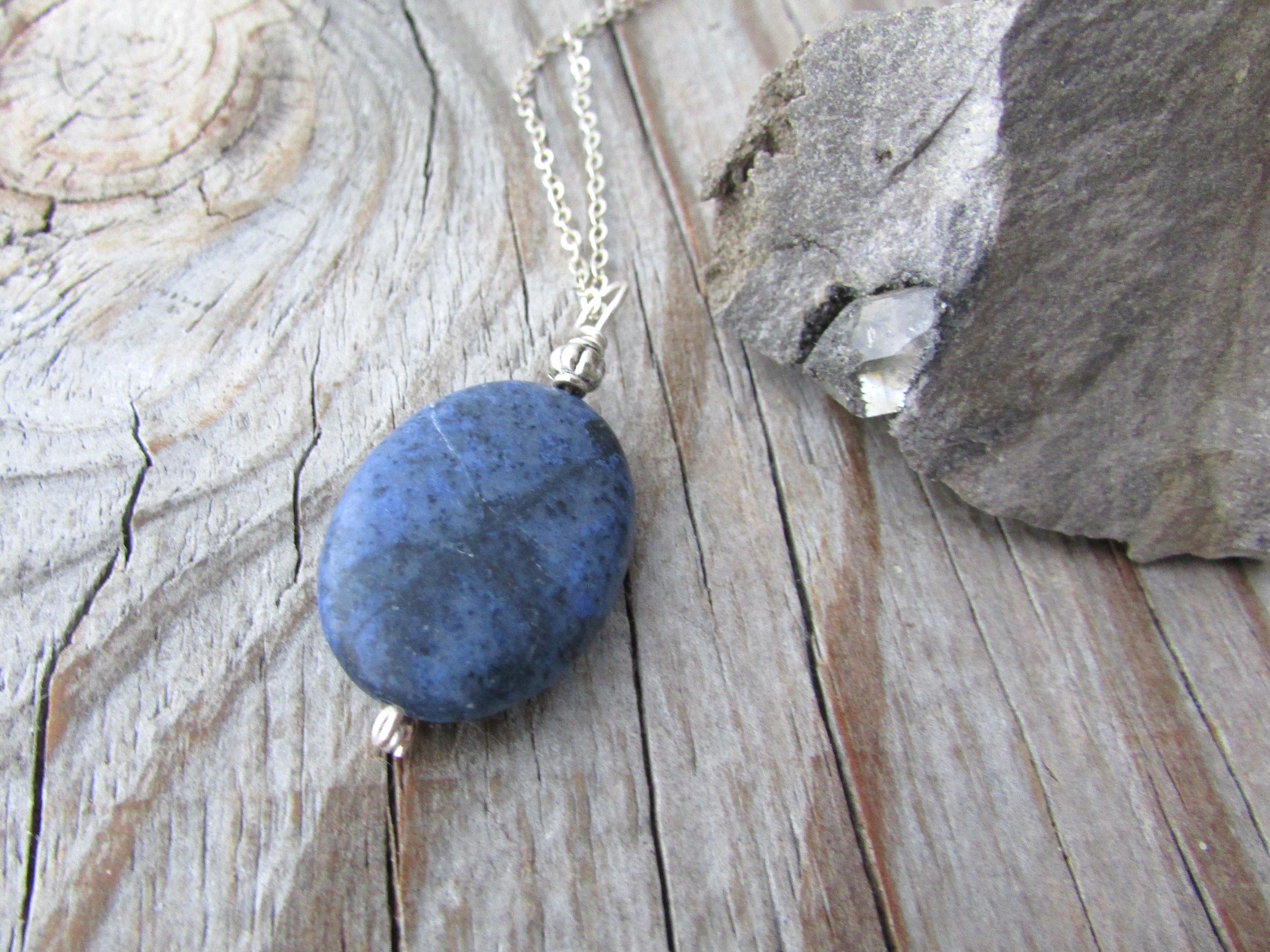 Dumortierite Pendant, Simple Stone Necklace, Dumortierite And Silver