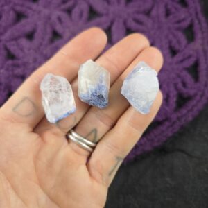 3 Dumortierite In Quartz Crystal Points Pieces Raw Rough Small Brazil Light Blue Etched Gridding Bulk Set Of 3 3 Dumortierite In Quartz Crystal Points Pieces Raw Rough Small Brazil Light Blue Etched Gridding Bulk Set Of 3