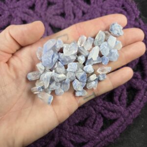 Dumortierite in Quartz Crystal Points and Pieces Raw Rough Small Brazil Light Blue Etched 30 grams gridding bulk