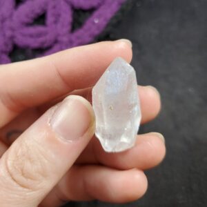 Dumortierite Quartz Crystal Point Brazil Terminated Light Blue Etched small wrappable