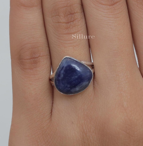 Dumortierite Quartz Ring - 925 Sterling Silver Ring - April Birthstone - Handmade Gemstone Ring - Quartz Silver Jewelry - Wedding Gift