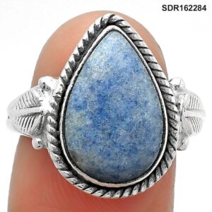 Dumortierite Quartz Ring, Sterling Silver Boho Gemstone Jewelry – Blue Crystal Statement Piece