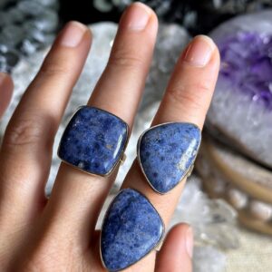 Adjustable Dumortierite Ring, 925 Sterling Silver