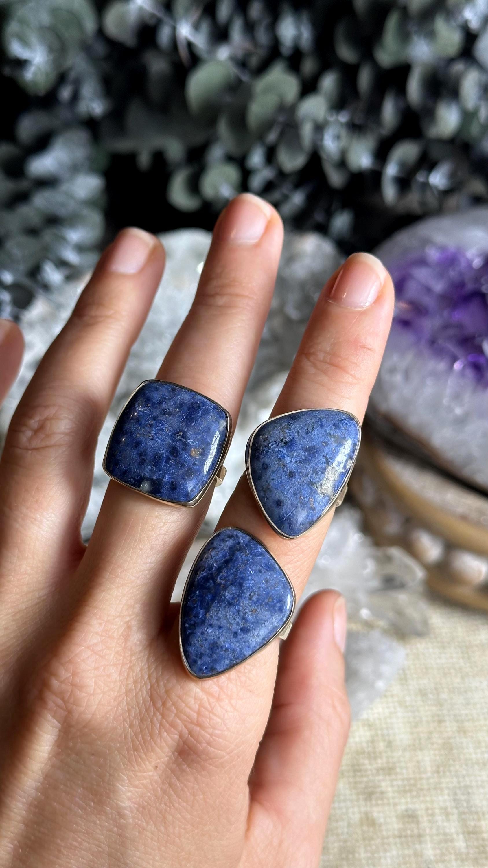Adjustable Dumortierite Ring, 925 Sterling Silver Adjustable Dumortierite Ring, 925 Sterling Silver
