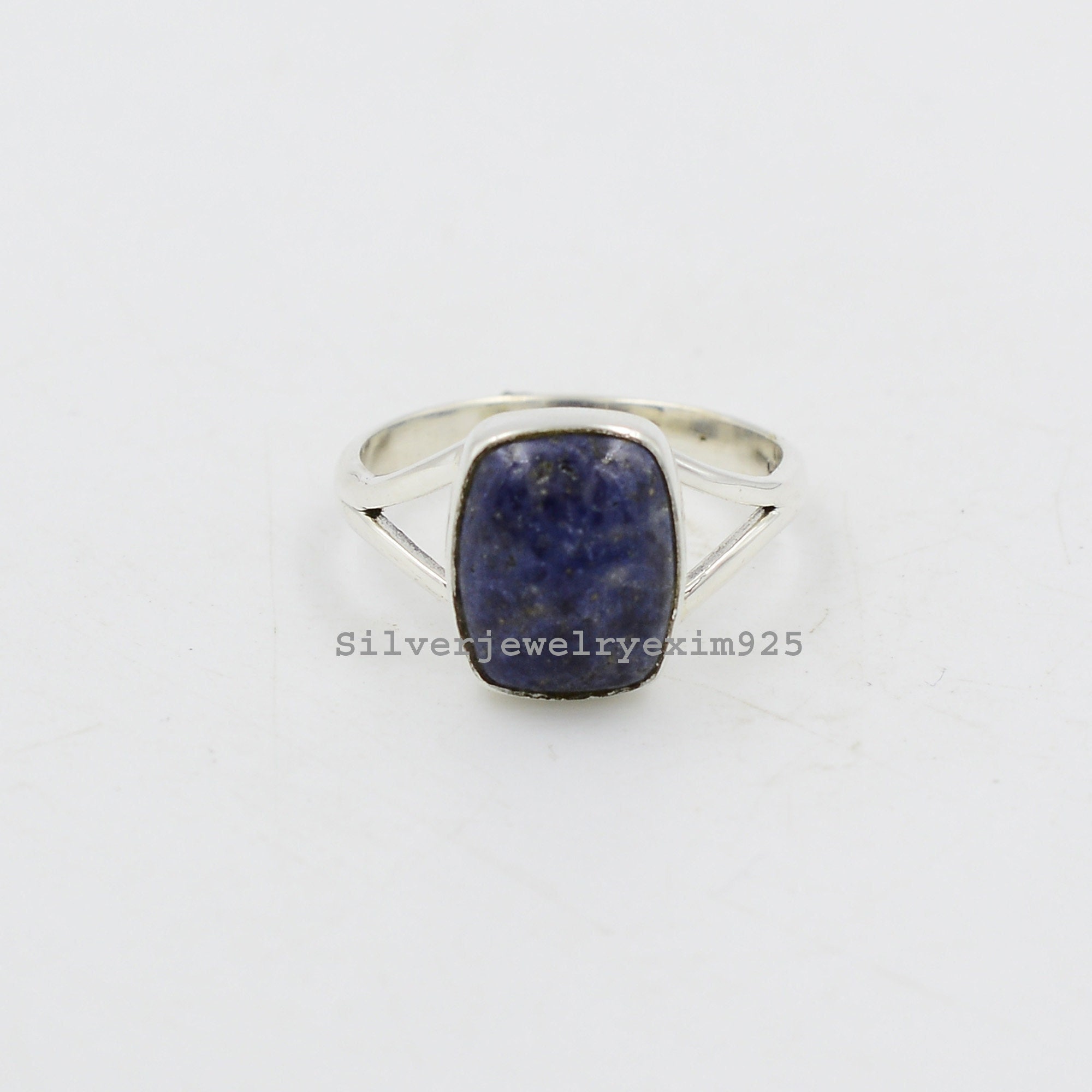 Blue Dumortierite Ring: Cushion Gemstone, 925 Sterling Silver Blue Dumortierite Ring: Cushion Gemstone, 925 Sterling Silver