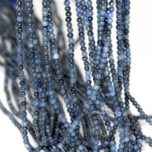2mm African Blue Dumortierite Gemstone Blue Round Loose Beads 16 inch Full Strand (90149645-170-E)