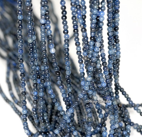 2mm African Blue Dumortierite Gemstone Blue Round Loose Beads 16 Inch Full Strand (90149645-170-e)