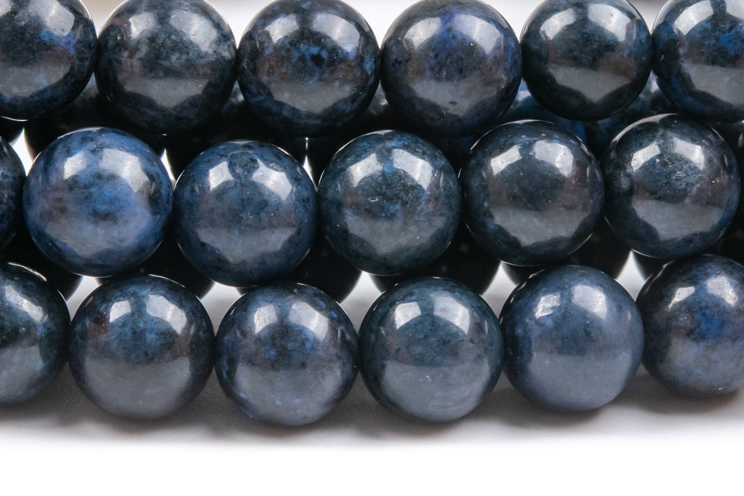 Genuine Natural Dumortierite Gemstone Beads 10mm Black Blue Round Aa Quality Loose Beads (124561)