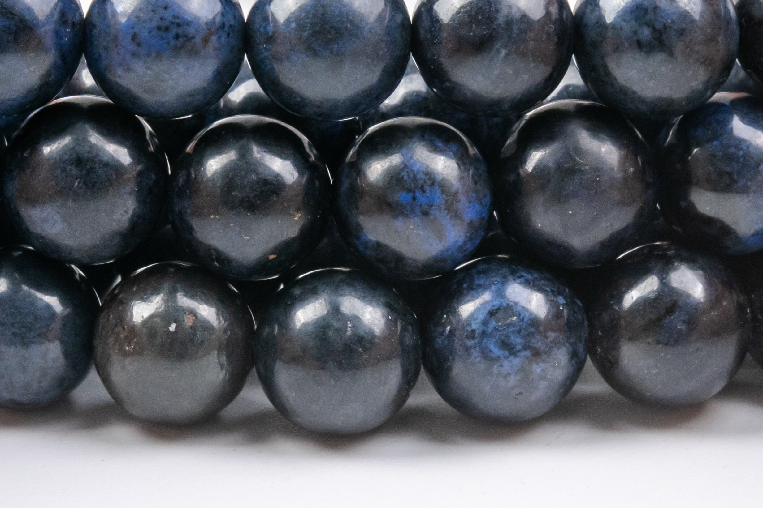 Genuine Natural Dumortierite Gemstone Beads 12mm Black Blue Round Aa Quality Loose Beads (124562)