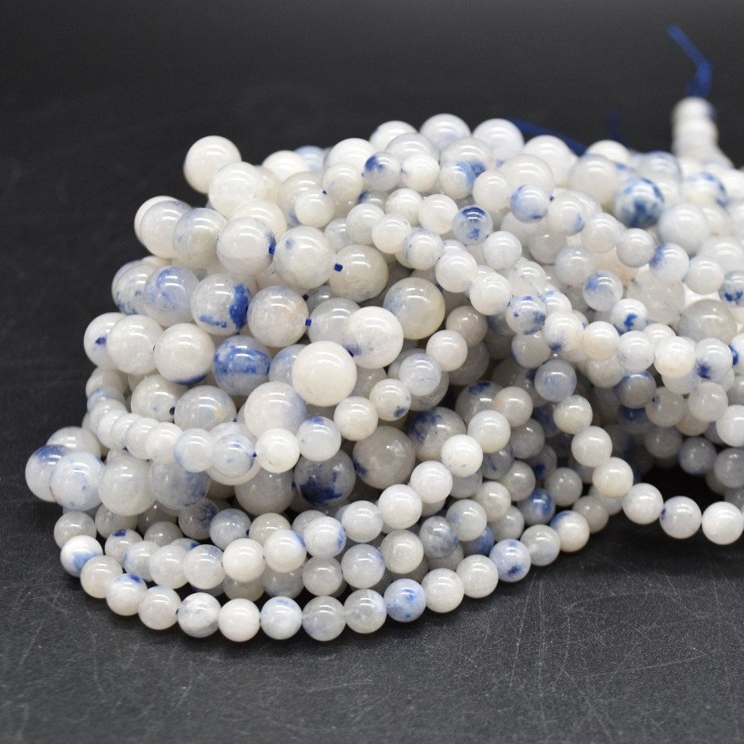 Dumortierite In Quartz Round Beads - 6mm, 8mm Sizes - 14" Strand - Natural Gemstone Beads For Jewellery Making | Crystal Beads Dumortierite In Quartz Round Beads - 6mm, 8mm Sizes - 14" Strand - Natural Gemstone Beads For Jewellery Making | Crystal Beads