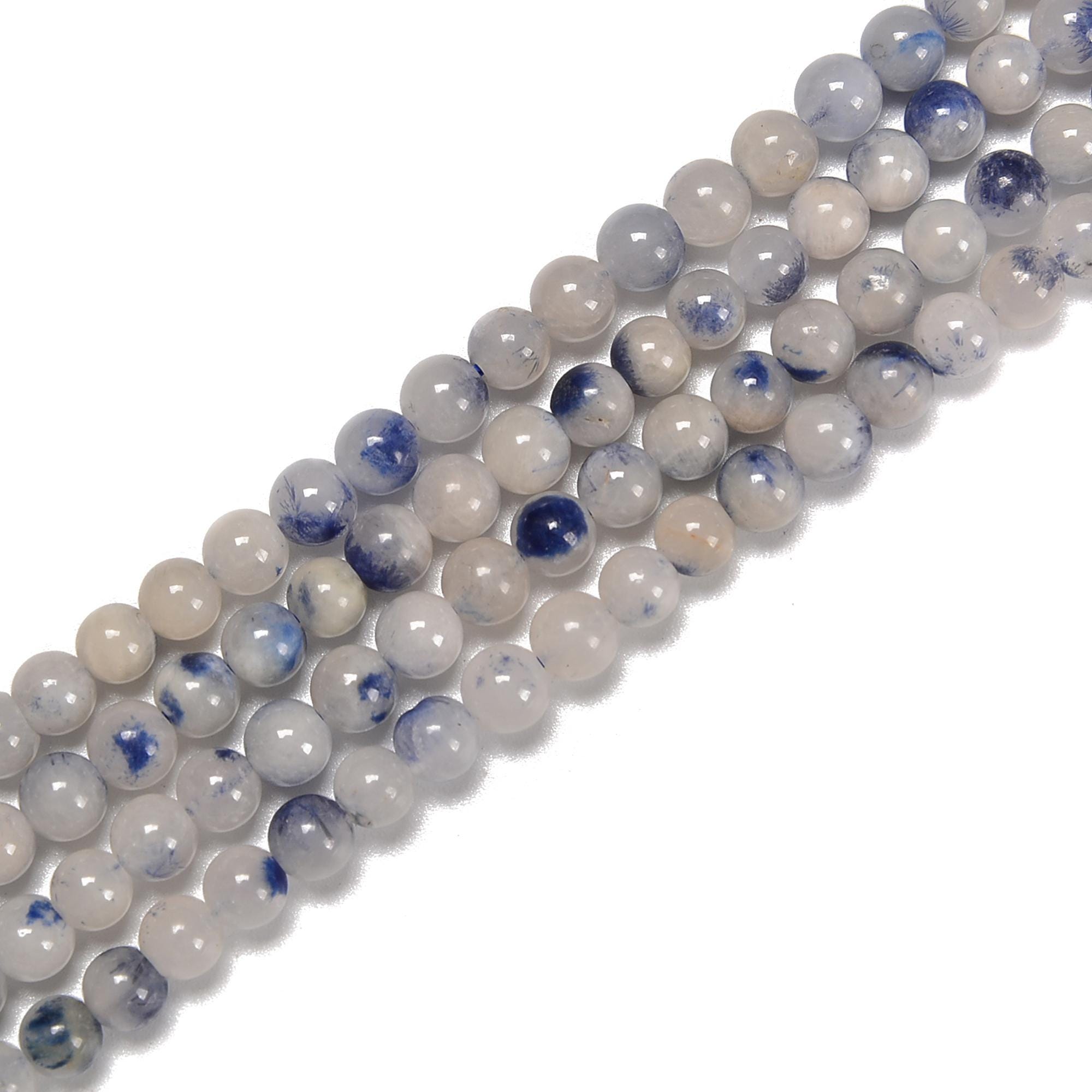 Natural Dumortierite In Quartz Smooth Round Beads 4mm 5mm 15.5'' Strand Natural Dumortierite In Quartz Smooth Round Beads 4mm 5mm 15.5'' Strand