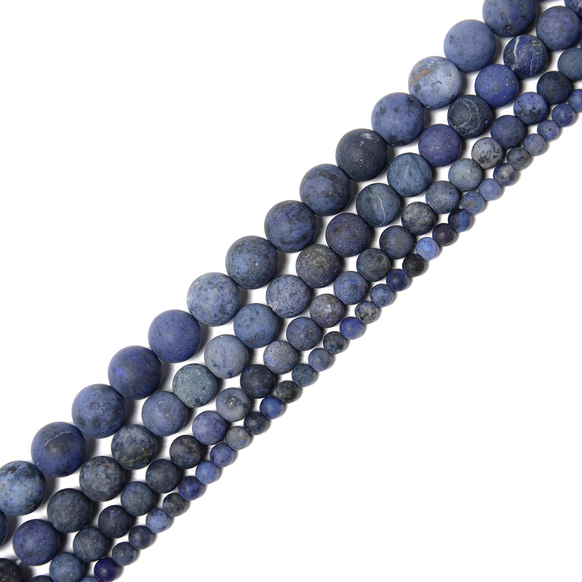 Natural Dumortierite Matte Round Beads Size 4mm 6mm 8mm 10mm 15.5'' Strand