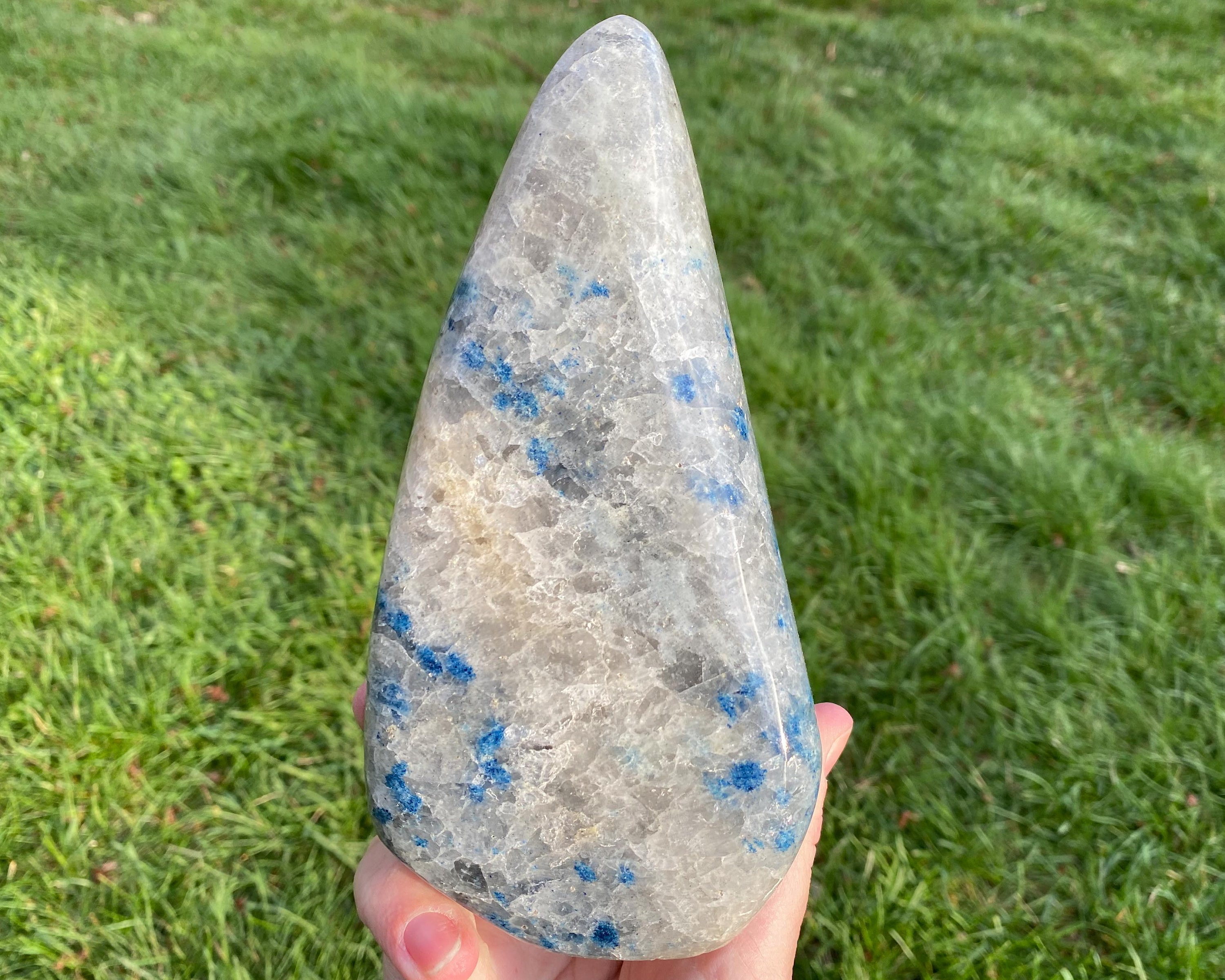 Large 6.8 In Dumortierite In Quartz Freeform, Polished Crystal Statement Piece #2