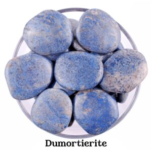 Dumortierite Palm Stone, Polished Blue Crystal, Mental Clarity And Altar Ritual Gem