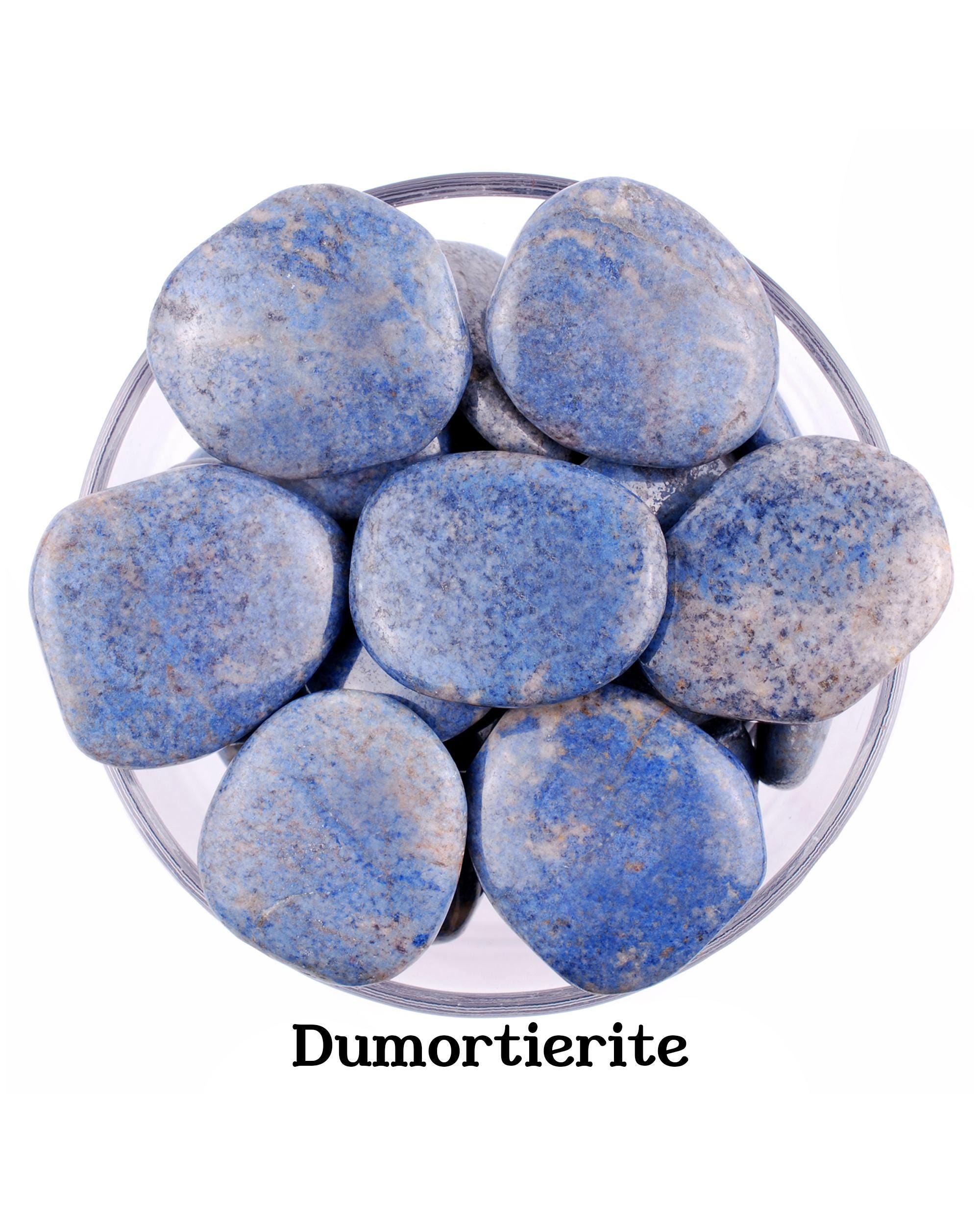 Dumortierite Palm Stone, Polished Blue Crystal, Mental Clarity And Altar Ritual Gem