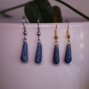 Dumortierite teardrop dangle earrings, gemstone dainty teardrop earrings, dumortierite earrings, birthday gift