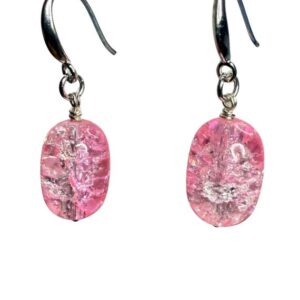 Dyed Oblong Crackle Calcite beads earrings with sterling silver hooks