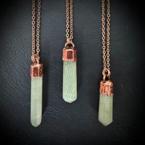 Electroformed Copper Pistachio Calcite Point Necklace