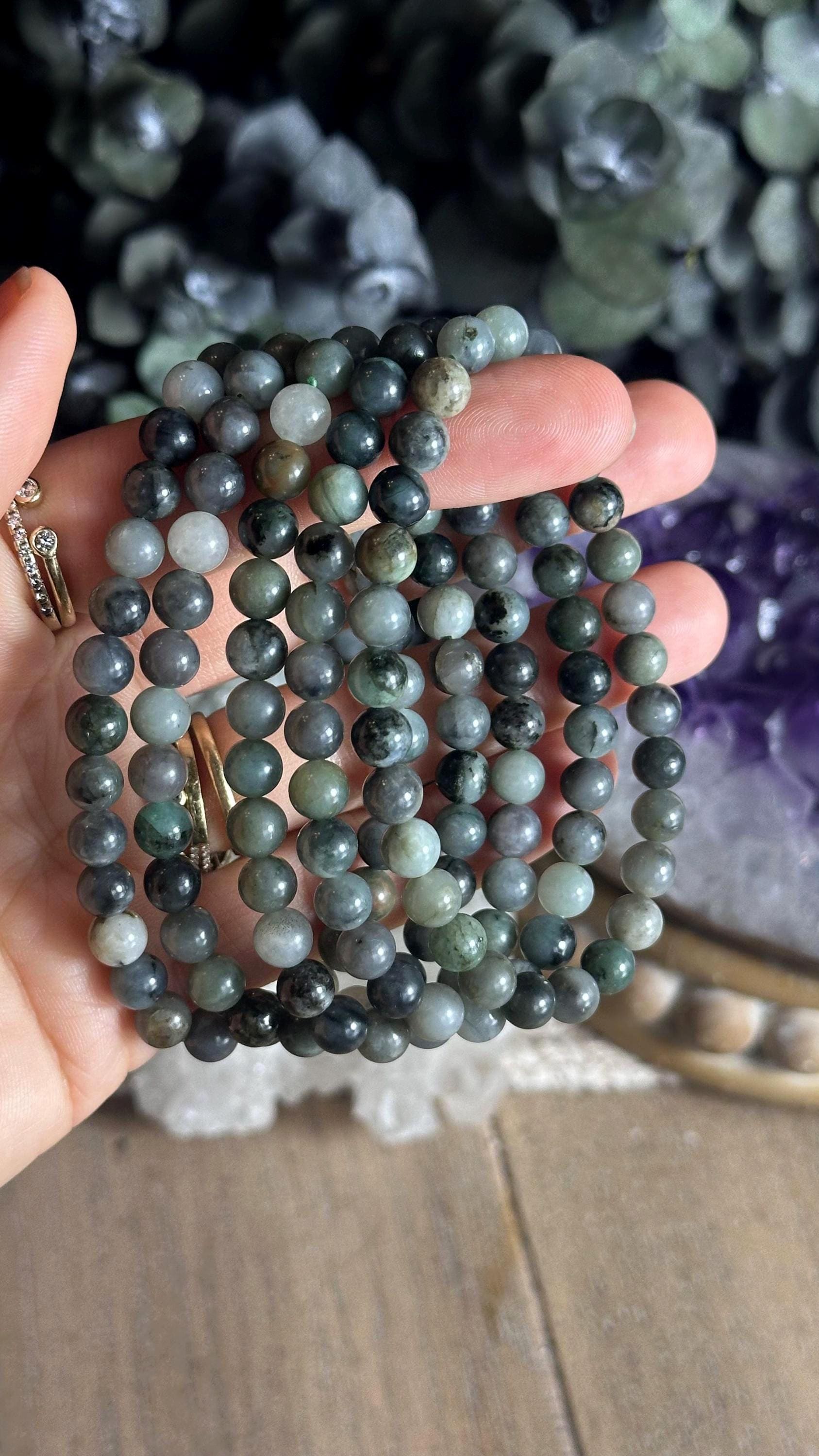 Emerald Bead Bracelet: Brazilian Gemstone Stretch Bracelet (6mm)
