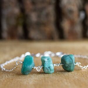 Engraved May Birthstone Bracelet - Raw Emerald Bracelet - Initial Bracelet - Raw Stone Bracelet - Healing Crystal Bracelet - Gift For Her Engraved May Birthstone Bracelet - Raw Emerald Bracelet - Initial Bracelet - Raw Stone Bracelet - Healing Crystal Bracelet - Gift For Her