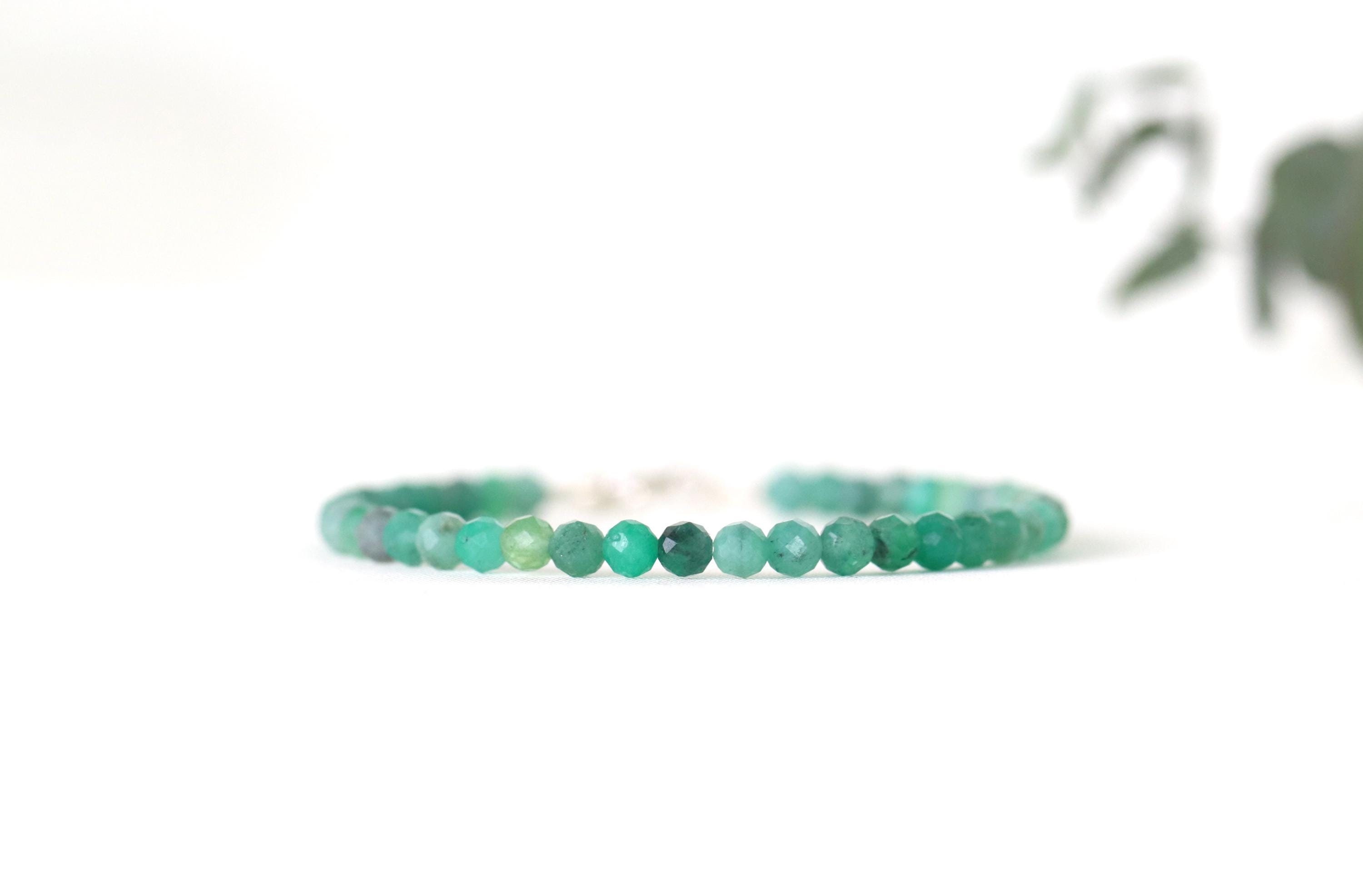 Genuine Colombian Emerald Bracelet • 3mm Natural Emerald • May Birthstone • Love • Renewal • Wisdom