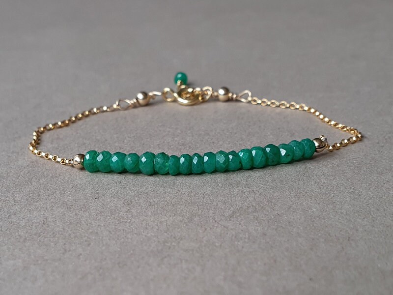 Gold Filled Emerald Bracelet: May Birthstone Jewelry