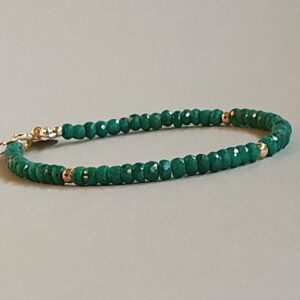 Emerald Bracelet, Gold Filled, Personalized Initial Jewelry Emerald Bracelet, Gold Filled, Personalized Initial Jewelry