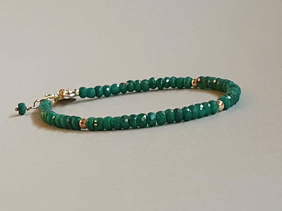 Emerald Bracelet, Gold Filled, Personalized Initial Jewelry Emerald Bracelet, Gold Filled, Personalized Initial Jewelry