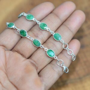 Green Emerald 925 Sterling Silver Adjustable Bracelet ~ 11 Gemstone Jewelry Green Emerald 925 Sterling Silver Adjustable Bracelet ~ 11 Gemstone Jewelry