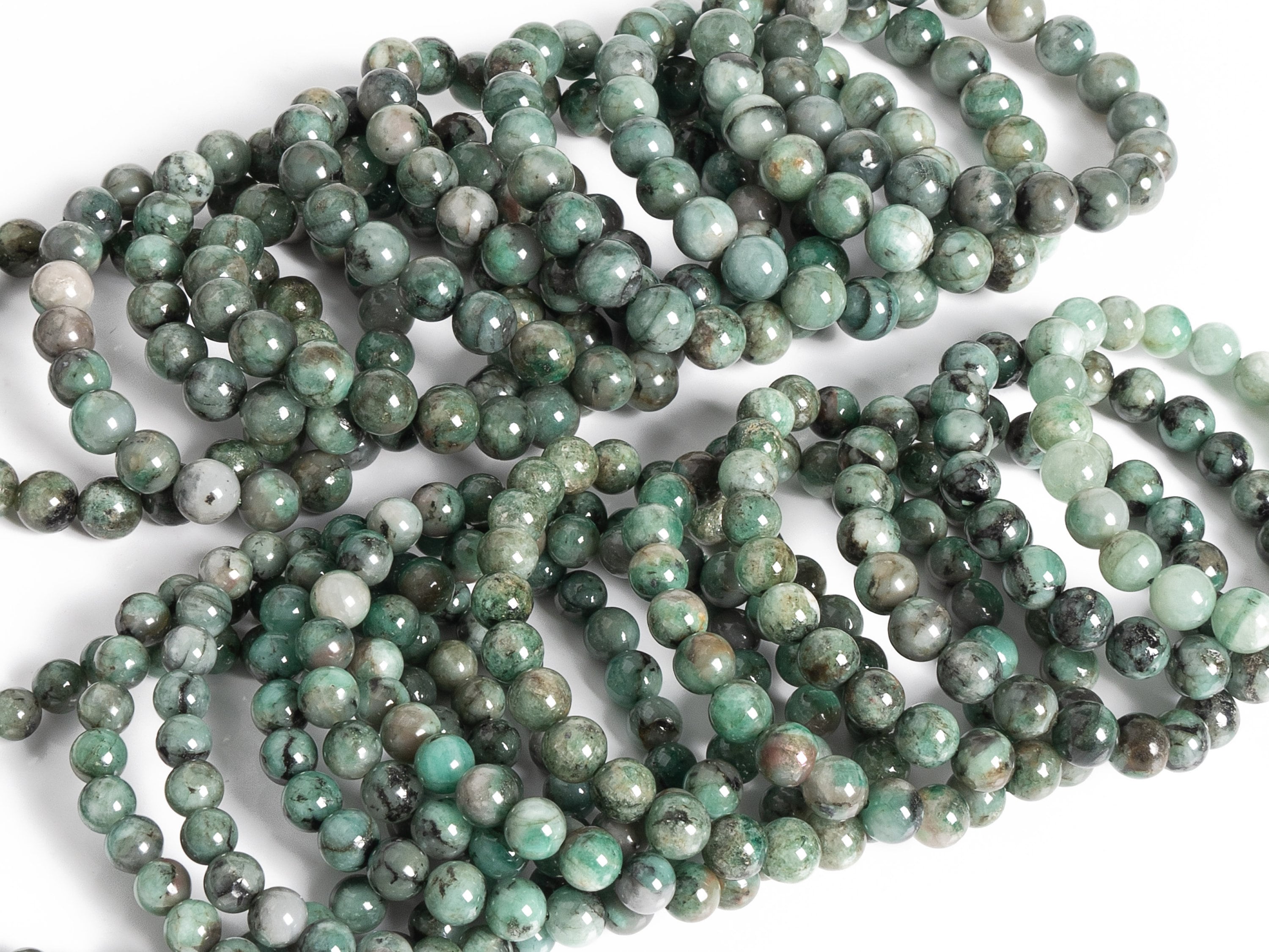 Green Emerald Beads 7" Bracelet Genuine Natural Round Gemstone Beads