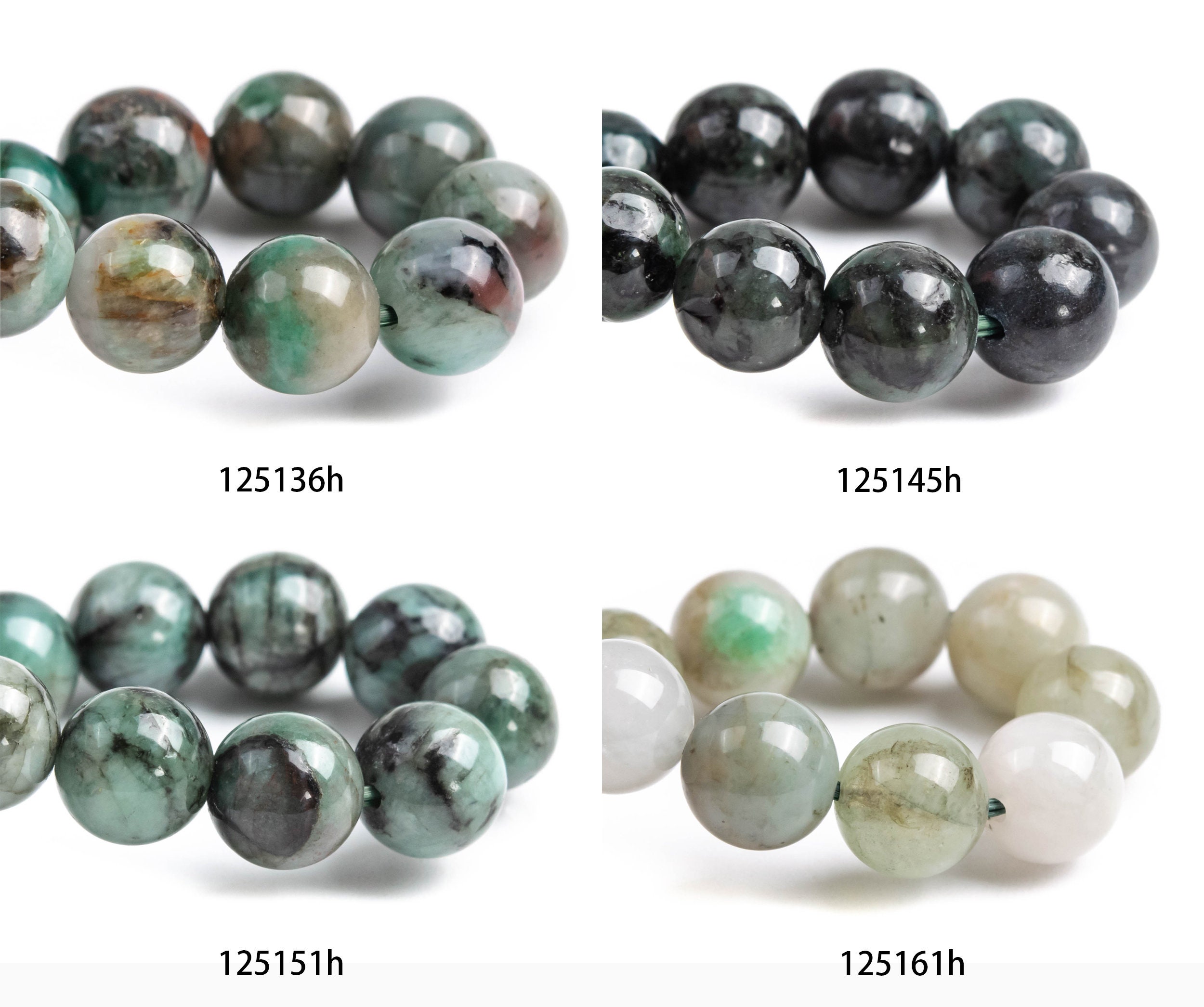Green Emerald Beads 7" Bracelet Genuine Natural Round Gemstone Beads