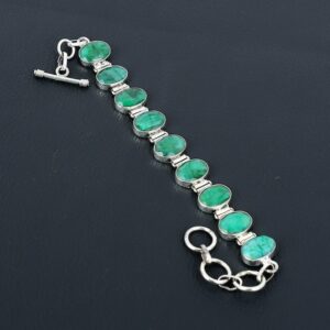 Handmade Zambian Emerald Bracelet: 925 Sterling Silver Adjustable Chain Handmade Zambian Emerald Bracelet: 925 Sterling Silver Adjustable Chain
