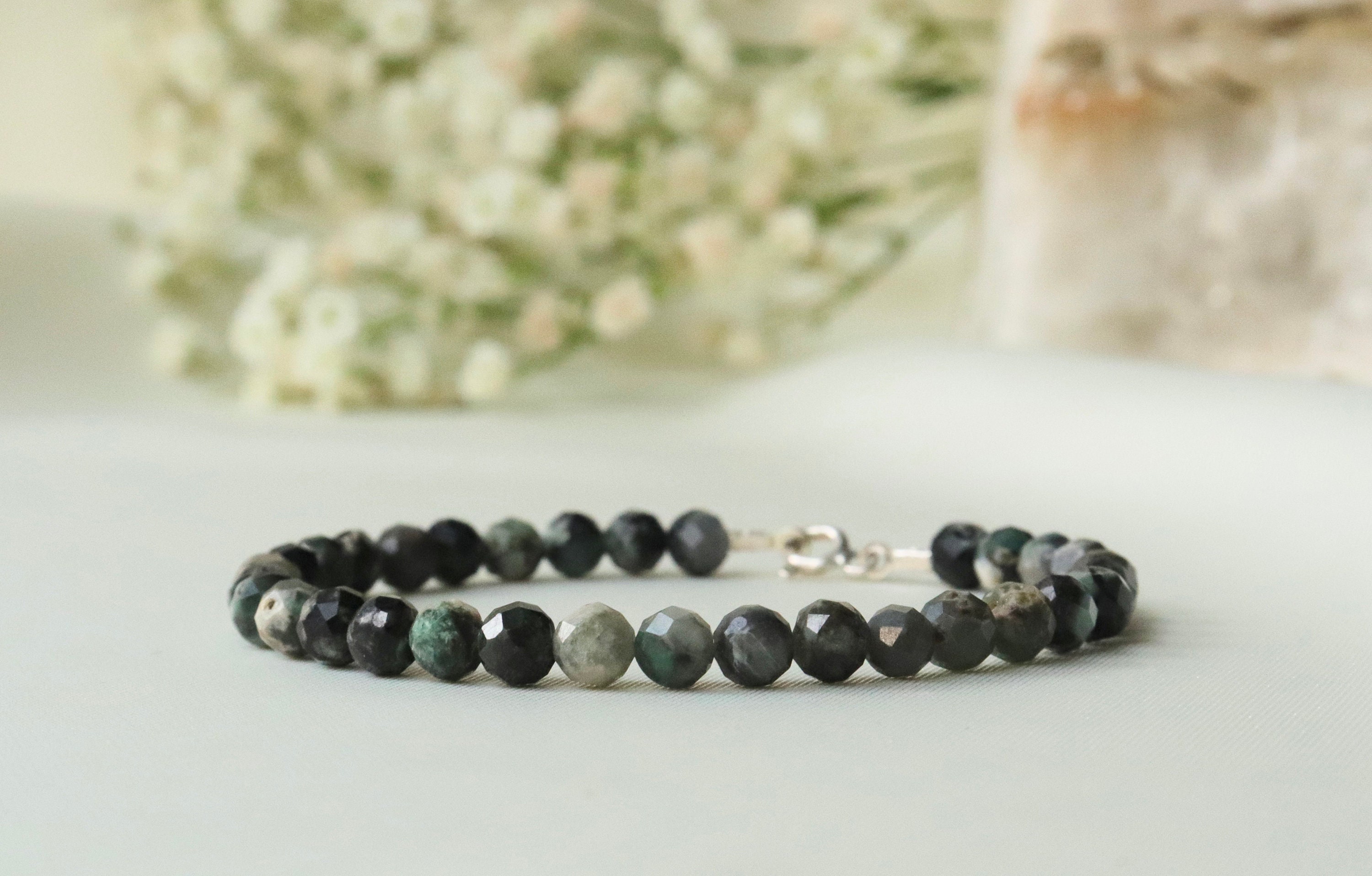 Emerald Bracelet, May Birthstone, Genuine Emerald Jewelry, Birthstone Bracelet Femme, Sterling Silver, Delicate Gemstone Bracelet 4mm Bead Emerald Bracelet, May Birthstone, Genuine Emerald Jewelry, Birthstone Bracelet Femme, Sterling Silver, Delicate Gemstone Bracelet 4mm Bead