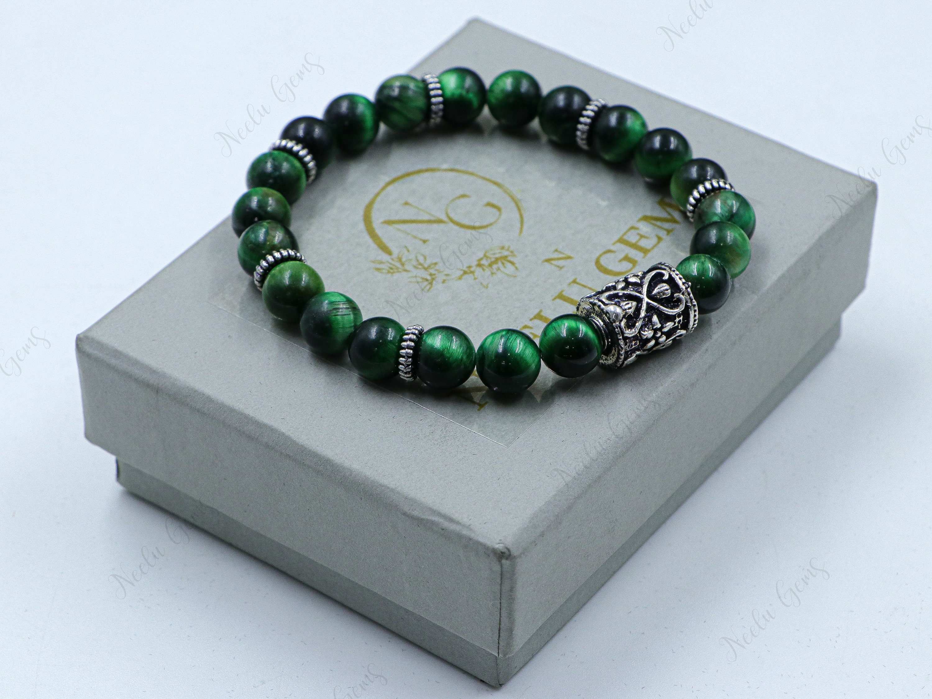 Natural Green Tigers Eye Bracelet 8mm, Emerald Tiger Eye For Prosperity & Growth, Shimmering Green Gemstone, Unisex Gift, Protection Beads