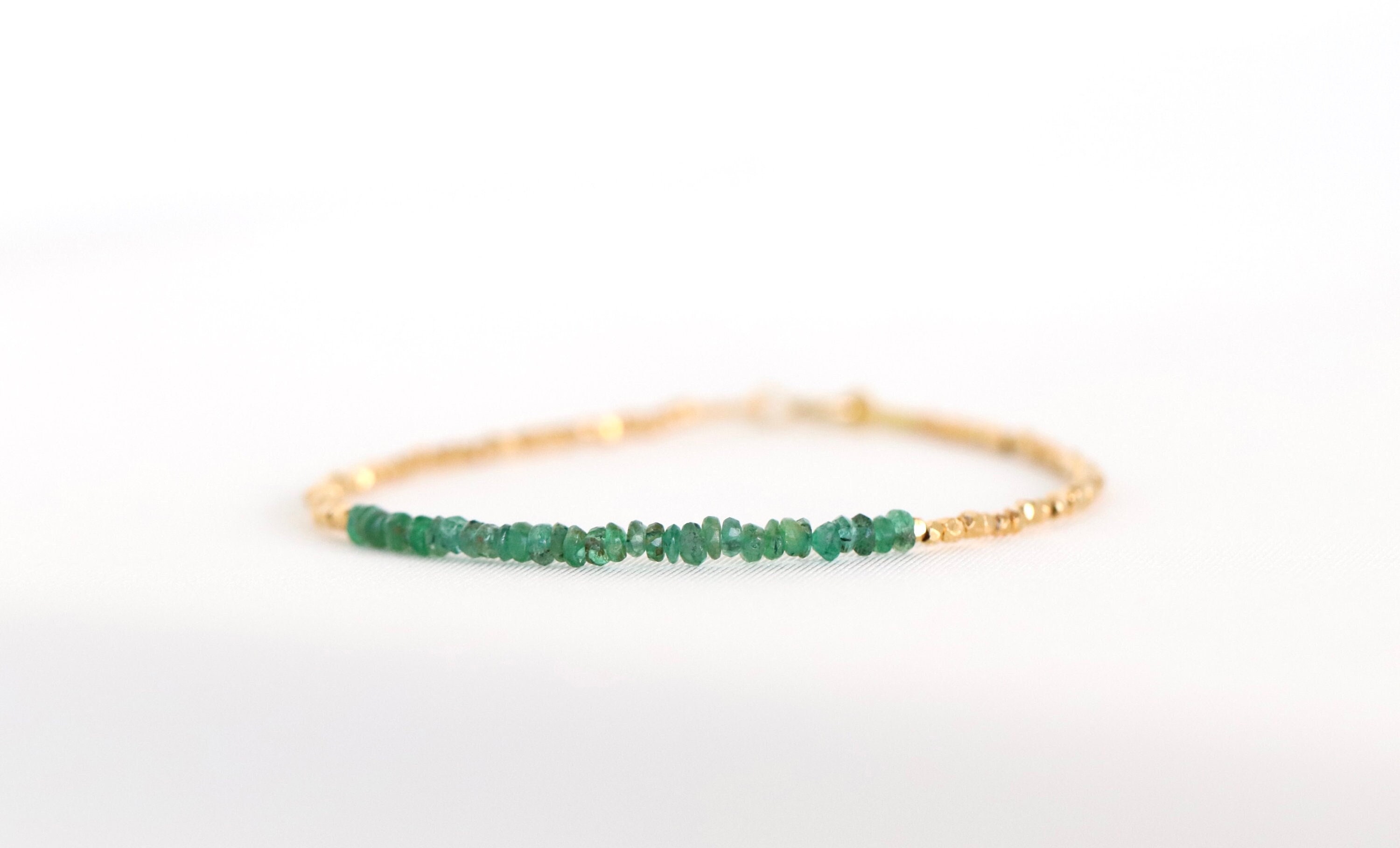 Natural Zambian Emerald Bracelet, May Birthstone Jewelry, 24k Karen Hill Tribe Gold Vermeil Bracelet Natural Zambian Emerald Bracelet, May Birthstone Jewelry, 24k Karen Hill Tribe Gold Vermeil Bracelet